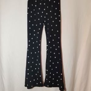 ROCKSTAR NASTY GAL COLLECTION BLACK WHITE STAR PRINT BELL BOTTOMS SIZE 10 HIPPIE